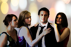 Simon Riordan as Bobby (with hs girlfriends!)